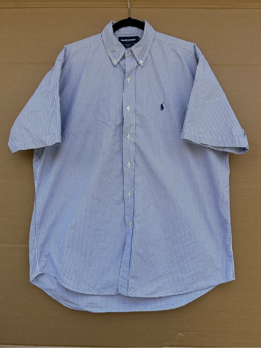 Ralph Lauren Golf Blake Men’s Button Down Shirt Large Gingham Checked White blue